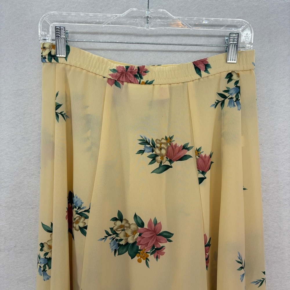 Rafaella Yellow Floral Button Skirt Cottagecore Vintage Romantic Midi size 8 - Picture 4 of 12